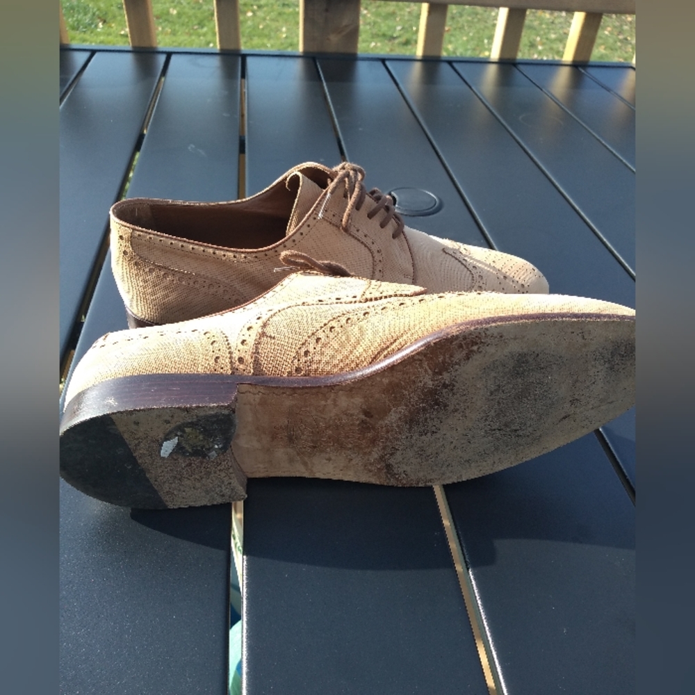Men's L & M Shoes, Tan Leather Brogues, Wingtip, Size  8.5, Made in Italy - Picture 11 of 16